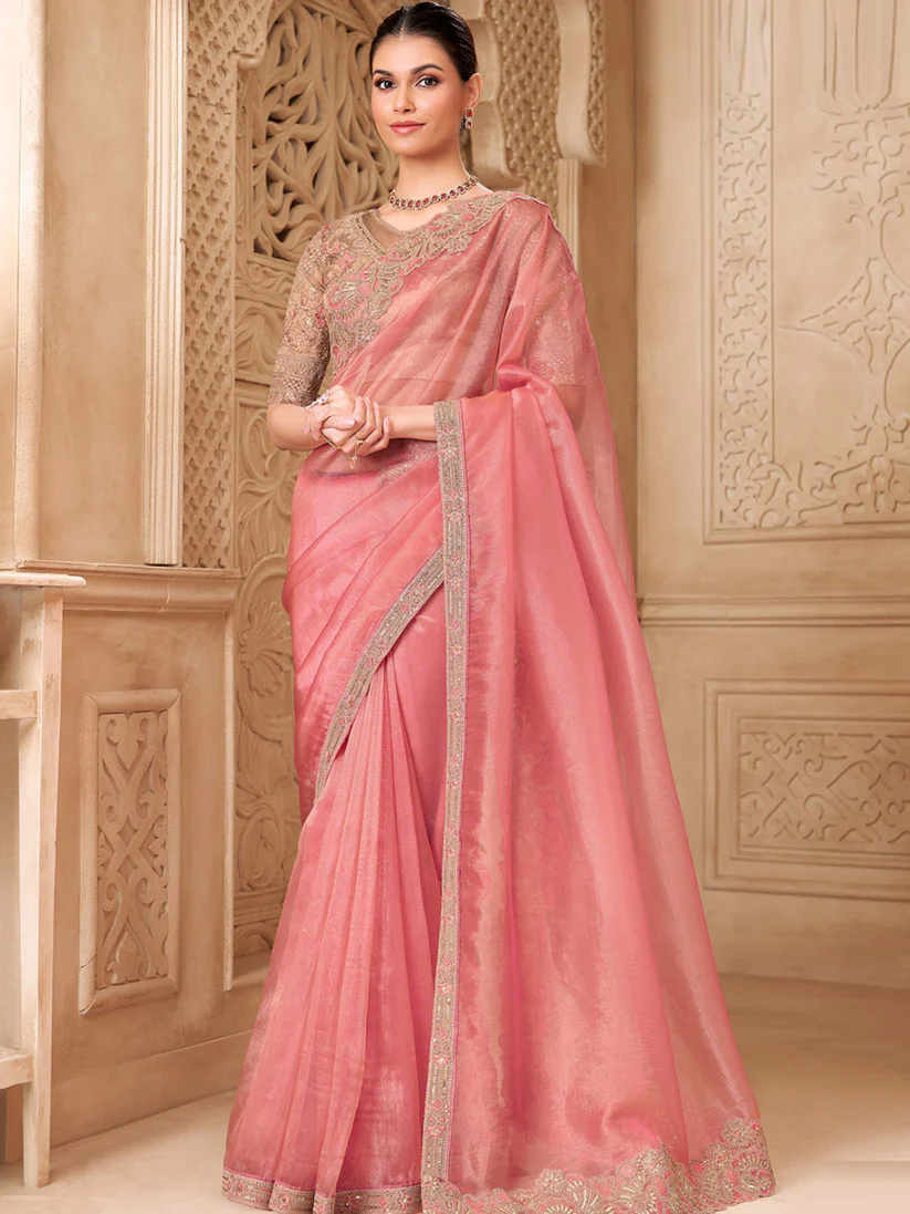 Rich Wine Satin Georgette Saree-32010